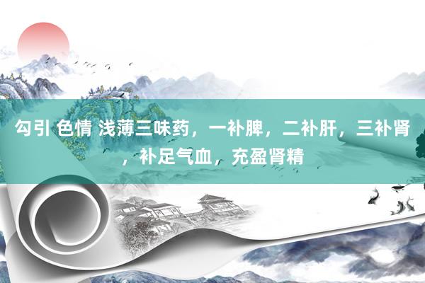 勾引 色情 浅薄三味药，一补脾，二补肝，三补肾，补足气血，充盈肾精