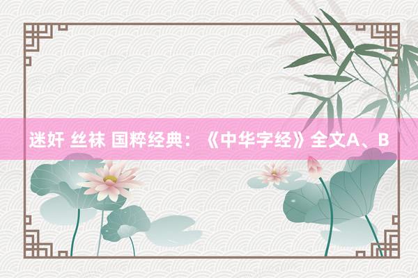 迷奸 丝袜 国粹经典：《中华字经》全文A、B