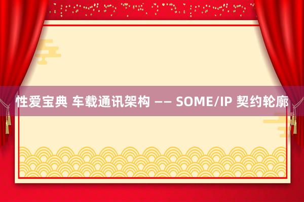 性爱宝典 车载通讯架构 —— SOME/IP 契约轮廓